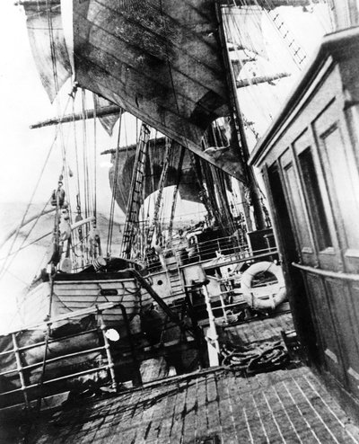 Onboard a Sailing Ship in Rough Seas by English Photographer